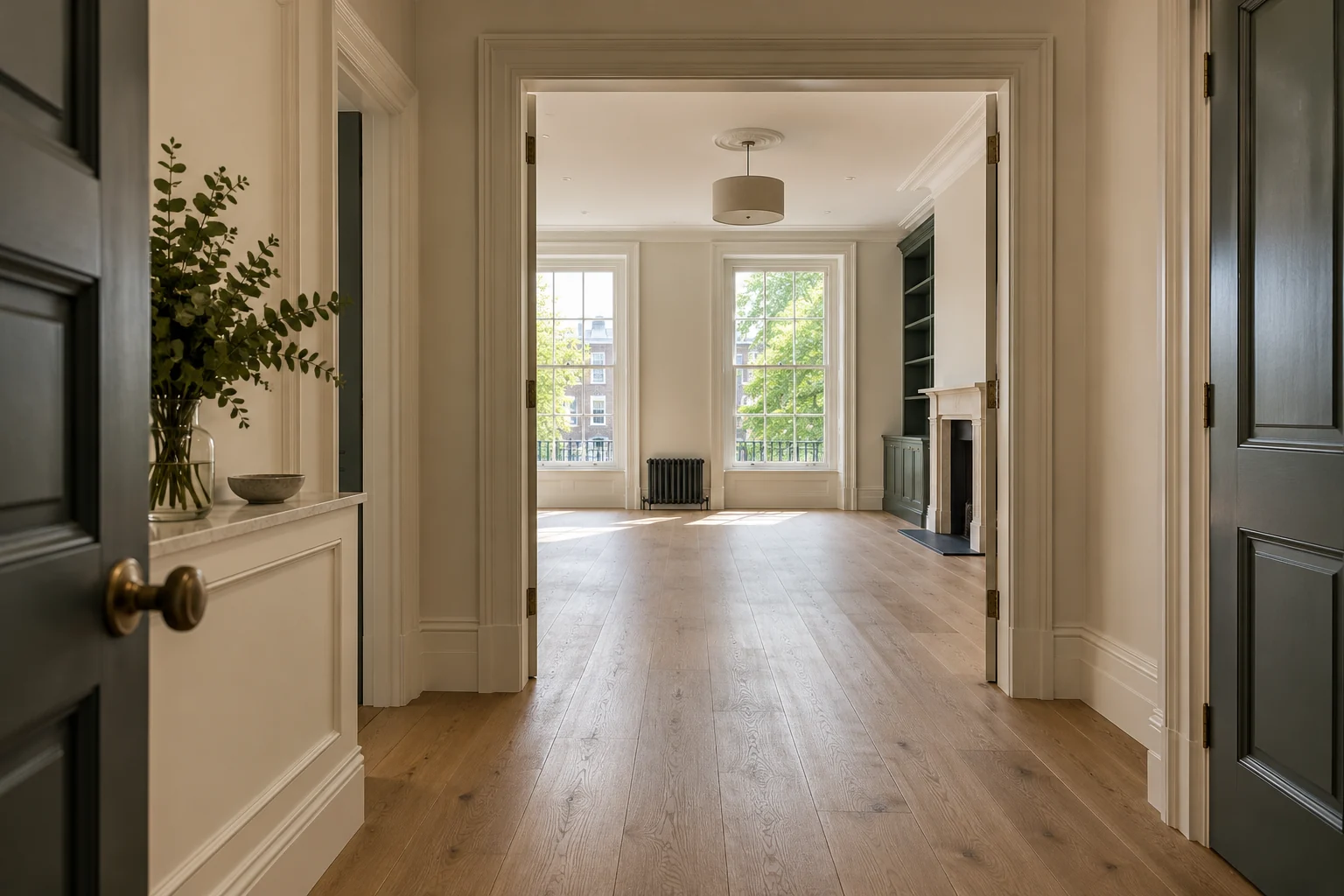 Empty newly renovated London flat ready for professional final cleaning