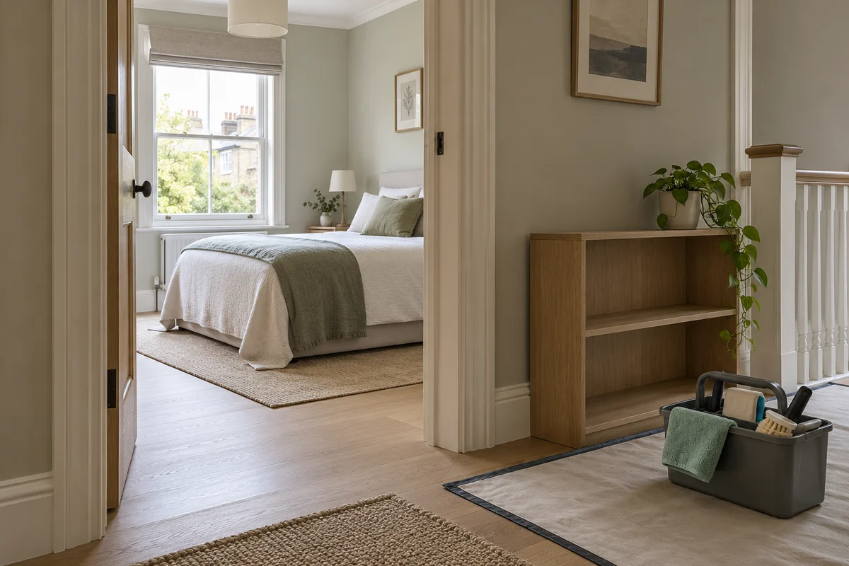 Finished bedroom ready for a phased cleaning handover