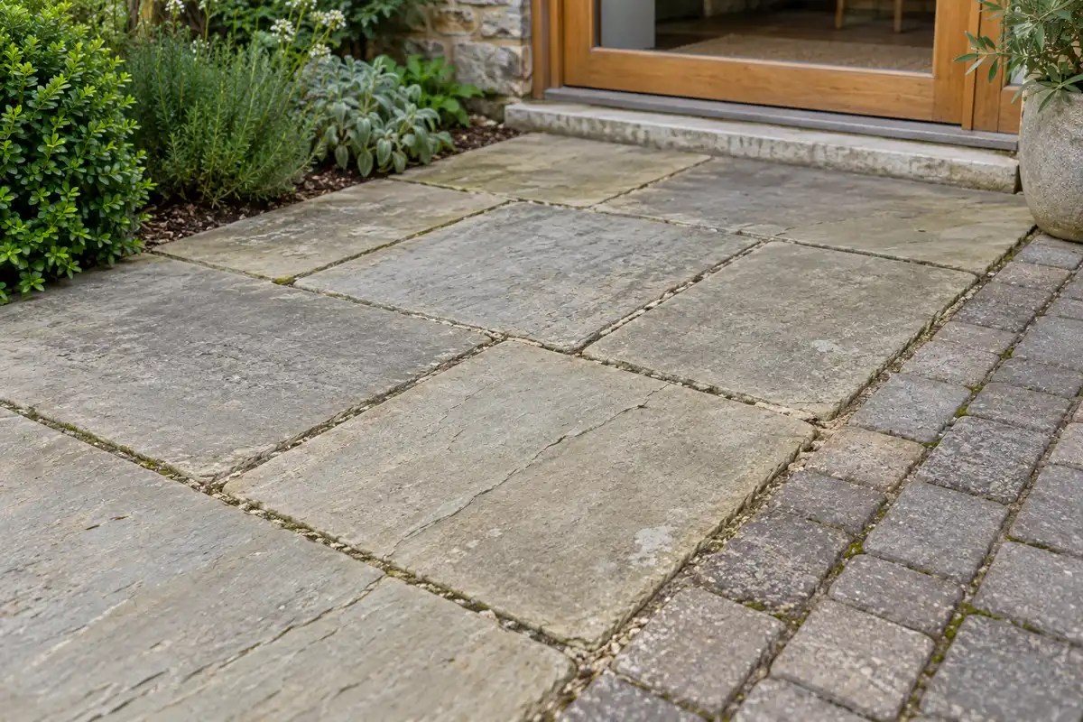 Stone slabs and block-paving joints ready for inspection