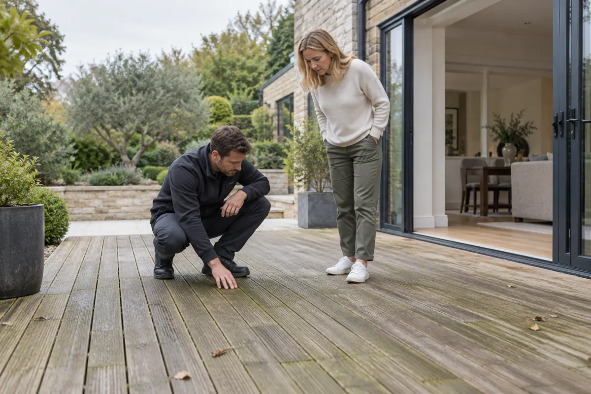 Timber decking inspection before any washing