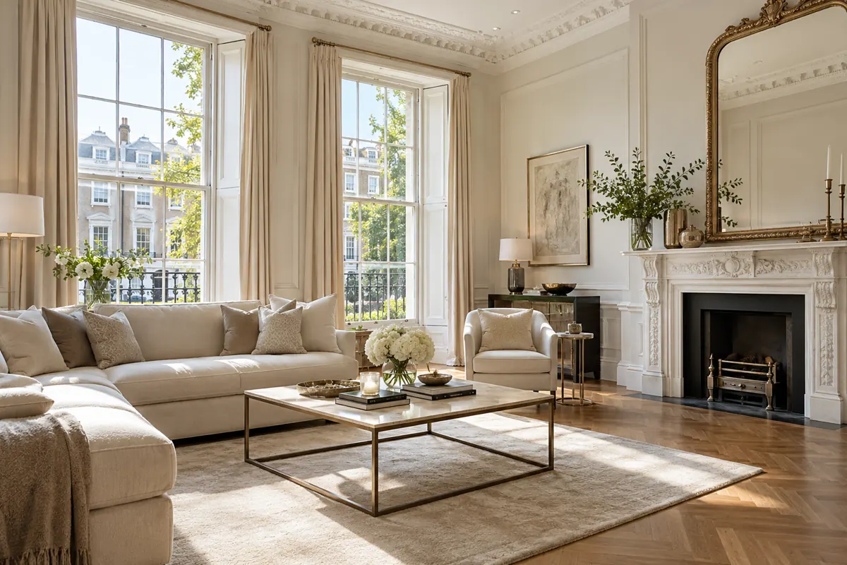 A finished London living room ready for everyday use