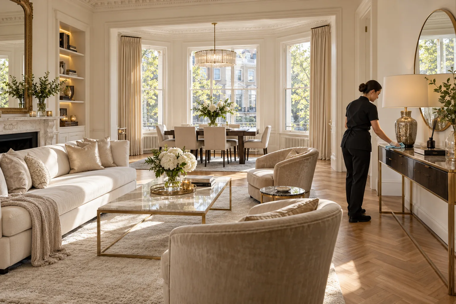 A London home receiving its final clean after renovation