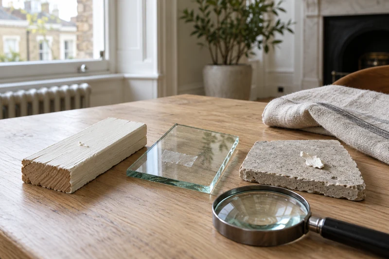 Assessing paint and adhesive marks after building work